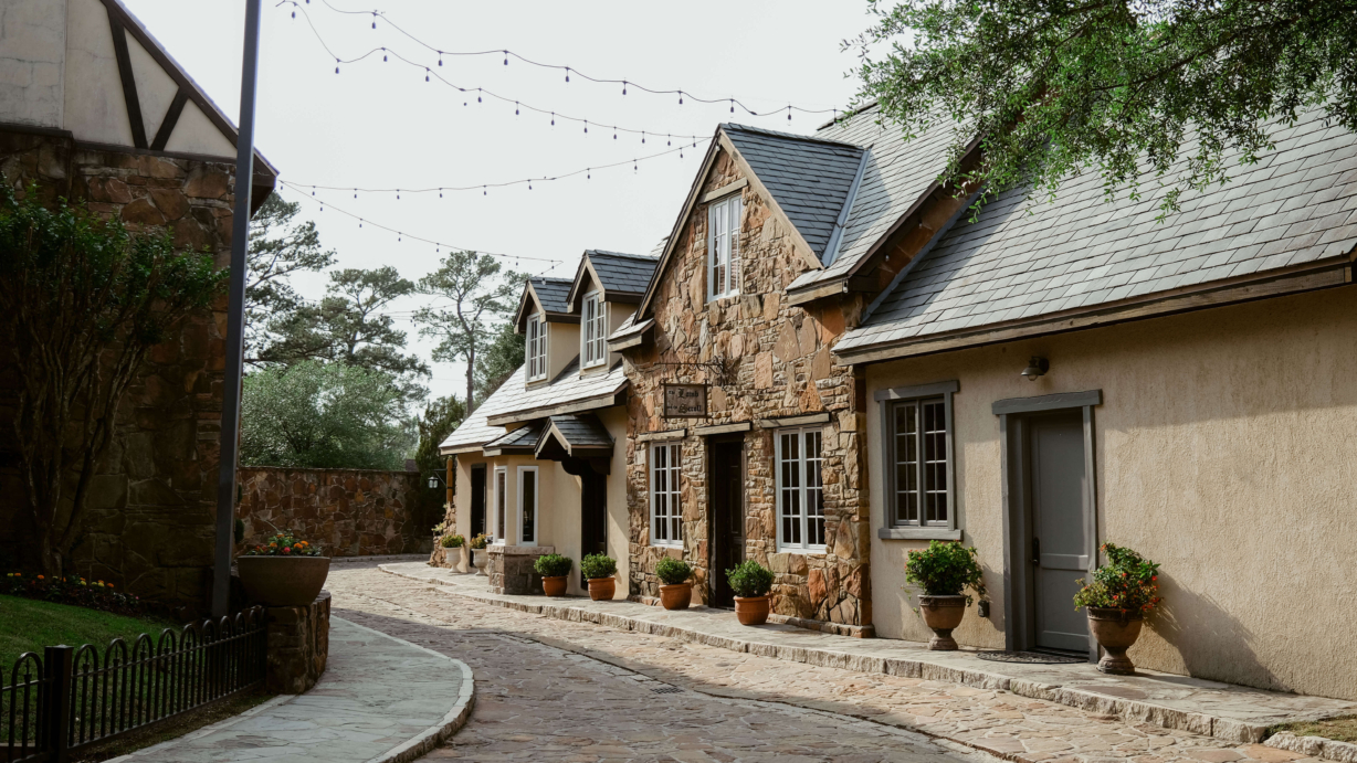 A row of English style buildings