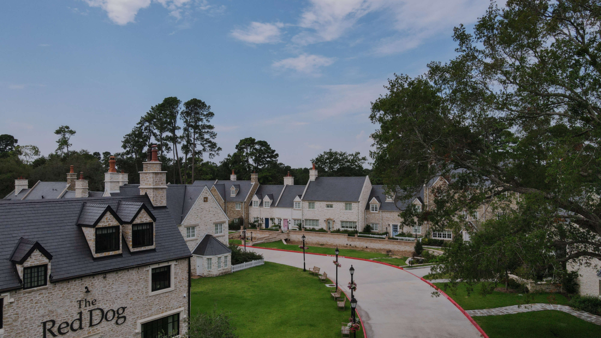 Trowbridge Village, cottages and Red Dog